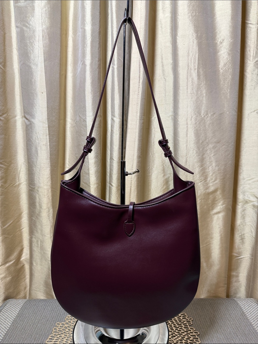 Zara Hobo Shoulder Bag - Burgundy - Picture 3 of 9